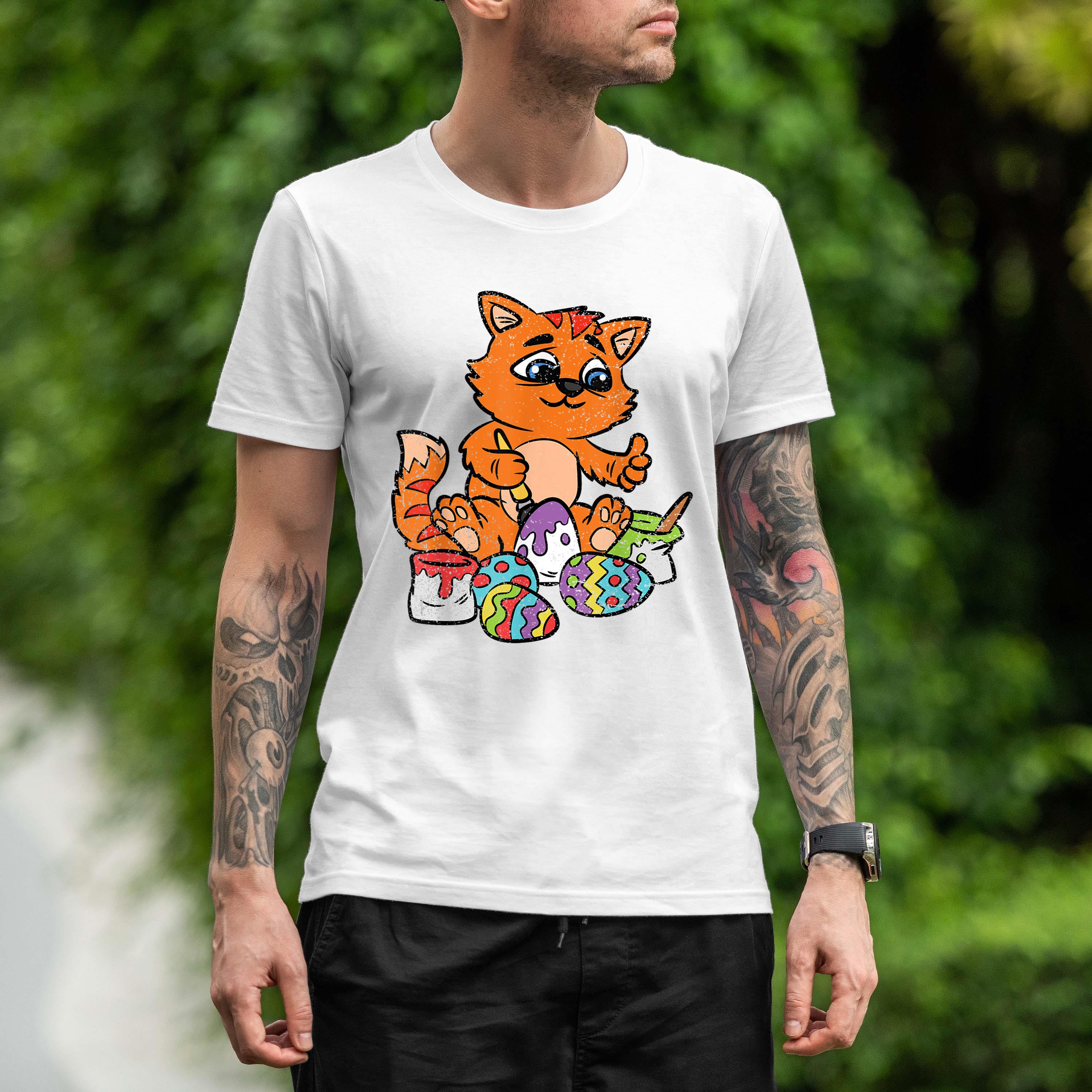 Cat Dyeing Easter Egg Hunting Cute Kitty Kitten Lover Shirt 